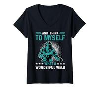 Women's and I Think to Myself What A Wonderful Weld Welding Welder V-Neck T-Shirt