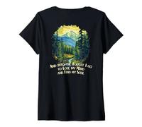 Women's and Into The Forest I Go Nature Lover Mountain Hiking V-Neck T-Shirt