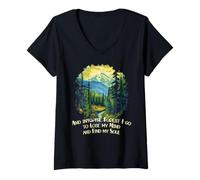 Womens And Into the Forest I Go Nature Mountain Lover Woods Hiking V-Neck T-Shirt