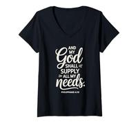 Women's and My God Shall Supply All My Needs Philippians 4:19 V-Neck T-Shirt