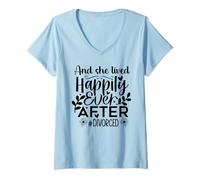 Women's and She Lived Happily Ever After Divorced in My Divorced Era V-Neck T-Shirt
