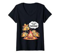 Womens and Then Came Tuesday Taco Craving Food Jokes - V-Neck T-Shirt
