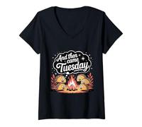 Womens and Then Came Tuesday Taco Craving Food Jokes - V-Neck T-Shirt