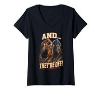 Women's and... They're Off! Race Day V-Neck T-Shirt