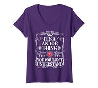 Women's Andor Name Its A Andor Thing You Wouldn't Understand V-Neck T-Shirt, Purple, Medium