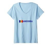 Womens Andorra National Identity Flag V-Neck T-Shirt