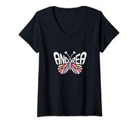 Womens Andrea Butterfly - Personalized Cute Name Word Art V-Neck T-Shirt