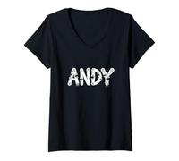 Womens Andy Butterfly - Personalized Cute Name Word Art V-Neck T-Shirt
