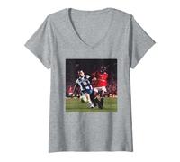 Womens Andy Cole Manchester United Porto Champions League Football V-Neck T-Shirt