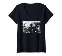 Womens Andy Warhol with Grace Jones Do Or Die Singer Michael Grecco V-Neck T-Shirt
