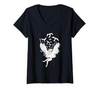 Women's Angel Falling Wings Birds Celestial Spiritual Guardian V-Neck T-Shirt