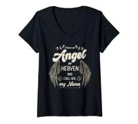 Womens Angel Wings Heaven Nana Funeral Grandma Memorial Remembrance V-Neck T-Shirt