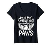 Women's Angels Don't Always Have Wings Sometimes They Have Paws V-Neck T-Shirt