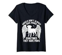 Women's Angels Don't Always Have Wings Sometimes They Have Paws V-Neck T-Shirt