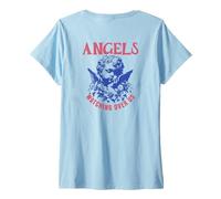 Womens Angels Watching Over Us Spiritual Protective Quote V-Neck T-Shirt