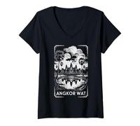 Womens Angkor Wat Cambodia Temple, Ancient Wonder Travel Fun V-Neck T-Shirt