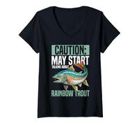 Women's Angler May Start Talking About Rainbow Trout Fishing V-Neck T-Shirt