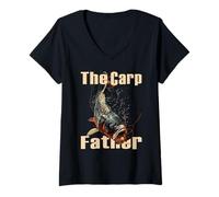 Womens Angling Catch Fish Fisherman Carp Fish V-Neck T-Shirt