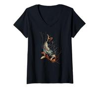 Womens Angling Catch Fish Fisherman Carp Fish V-Neck T-Shirt