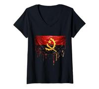 Women's Angola Flag V-Neck T-Shirt