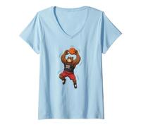 Women's Angry Bear Basketball Player Muscle Beast V-Neck T-Shirt