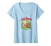 Womens Angry Beavers Colorful Portrait and Logo Retro Cartoon V-Neck T-Shirt