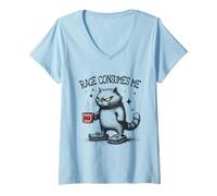 Women's Angry Cat Rage Consumes Me Coffee Lover V-Neck T-Shirt