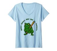 Womens Angry Looking Toad Hippity Hoppity Get Off My Property Toads V-Neck T-Shirt