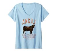 Womens Angus Cattle Vintage Livestock Design V-Neck T-Shirt