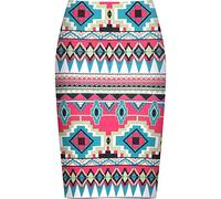 Womens Animal Aztec Check Stripe Print Stretch Ladies Pencil Midi Skirt - Cerise - 8/10