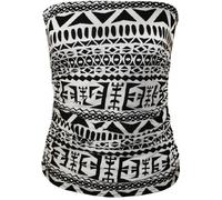 Womens Animal Aztec Print Strapless Ruched Boob Tube Ladies Bandeau Top - Big Aztec - 8-10