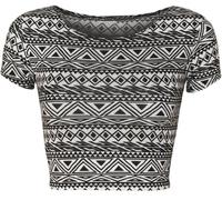 Womens Animal Aztec Skull Camo Print Cap Sleeve Ladies Short Crop Top - Little Aztec - 12-14