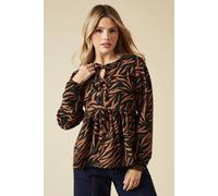 Womens Animal Bow tie front long sleeve top Animal S