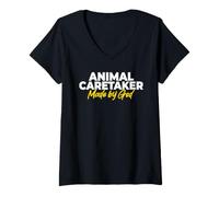 Women's Animal Caretaker Made By God V-Neck T-Shirt