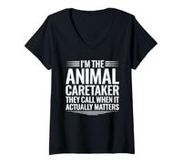 Women's Animal Caretaker When It Actually Matters V-Neck T-Shirt
