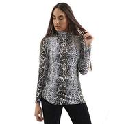 Womens Animal Leopard Print Turtle Polo High Neck Top Ladies Long Sleeves Jumper T Shirt
