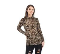 Womens Animal Leopard Print Turtle Polo High Neck Top Ladies Long Sleeves Jumper T Shirt