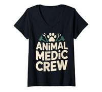 Women's Animal Medic Crew Veterinary Technician Vet Tech V-Neck T-Shirt