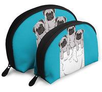 Womens Animal Pocket Pug Dog 12 Travel Cosmetic Bags Waterproof 2PC Makeup Clutch Pouch Cosmetic and Toiletries Organizer Bag Portable Travel Toiletry Pouch Girls
