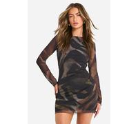 Womens Animal Print Cross Back Mini Dress - Black - 16, Black
