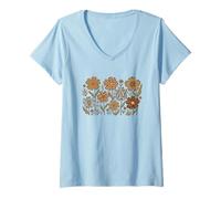 Women's Animal Print Wildflowers Safari Leopard Zebra Boho Floral V-Neck T-Shirt