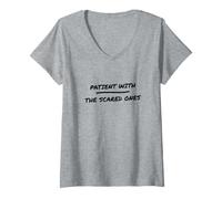 Women's Animal Rescue - Patient with The Scared Ones - Dog Rescue V-Neck T-Shirt