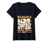 Womens Animal rights activists RESCUES ARE THE BEST welfare V-Neck T-Shirt