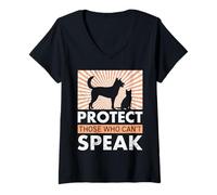 Womens Animal Rights PROTECT THOSE WHO CAN'T SPEAK Animal Welfare V-Neck T-Shirt
