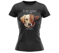 Womens Animal Rights T Shirt - The Only Difference is Your Perception - Ladies Vegetarian Slogan Tee for Her - Vegan Veggie Gift, M, Black