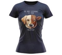 Womens Animal Rights T Shirt - The Only Difference is Your Perception - Ladies Vegetarian Slogan Tee for Her - Vegan Veggie Gift, XL, Navy