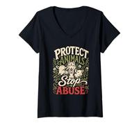 Women's Animal Testing Protect Animals Stop Abuse Animal Rights V-Neck T-Shirt
