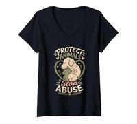 Women's Animal Testing Protect Animals Stop Abuse Animal Rights V-Neck T-Shirt