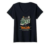 Women's Animal Tiny House Camper Mobile Home Illustration Art V-Neck T-Shirt