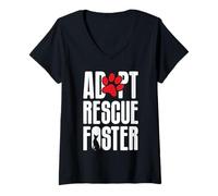 Womens Animal Welfare ADOPT RESCUE FOSTER Funny Animal Rights V-Neck T-Shirt